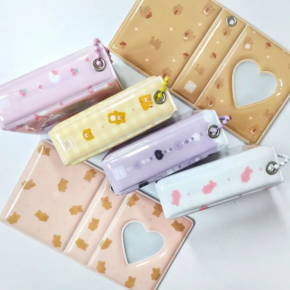 Mini 16 Pockets Photo Album 2 Inch Love Heart Photo Holder Hollow PVC Name Card Book