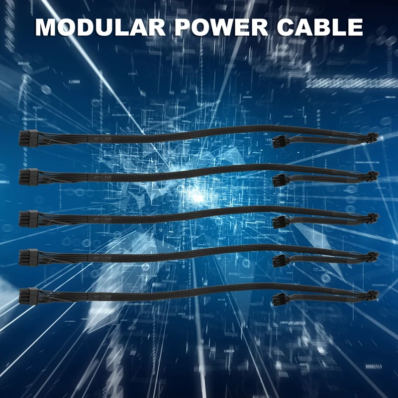 Pcie 8Pin To 2 Ports 6+2Pin Modular Power Supply Cable For Corsair RM1000X RM550X 650X 750X 850X Modular Power, 5 Pack