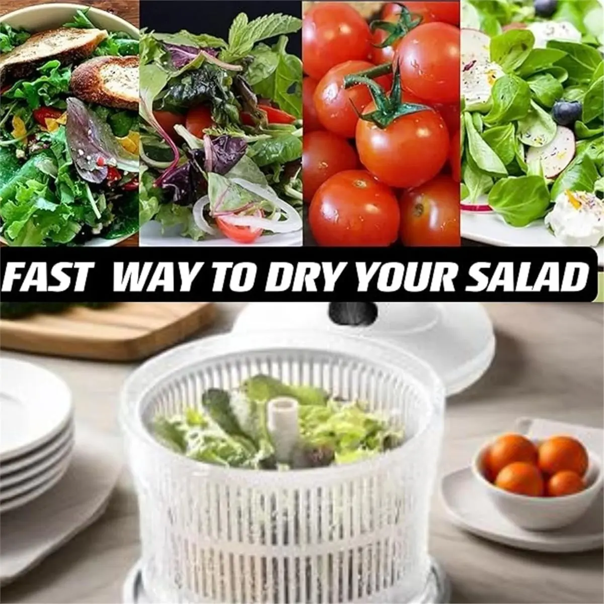 Oct Sale Manual Food Processor - Multi-Function Salsa Maker, Hand Chopper, and Salad Spinner with Stainless Steel Blades