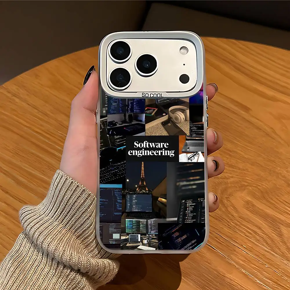 Engineer Programming White Matte So Cool Lens Bumper Printed Cover For iPhone 16 15 17 14 11 12 13 Pro Max