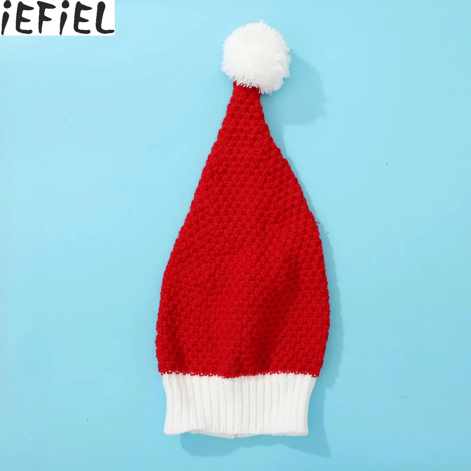 

Adult Christmas Santa Knitted Hat Soft Winter Crochet Hat Christmas Beanie Hat New Year Party Colorful Ball Xmas Elf Hats Decors
