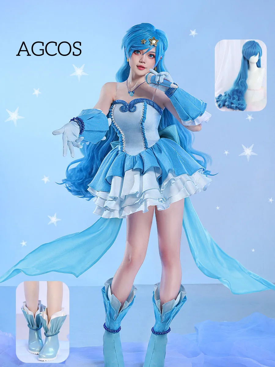 AGCOS Mermaid Melody Hanon Hosho Cosplay Costume Woman Christmas Roleplay Dress Clothes Sets Wig Shoes Mermaid Melody Cosplay