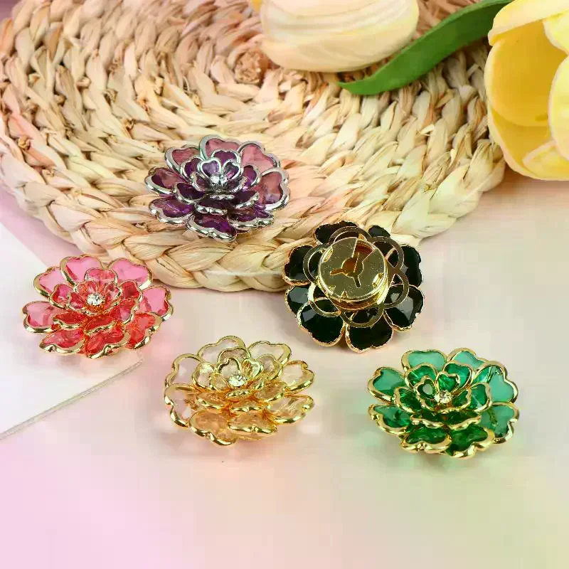 Faux Shell Pearl Flower Button Decorative Covers Women Shirt Accessories Cufflinks Luxury Rhinestone Button Clip For Clothing