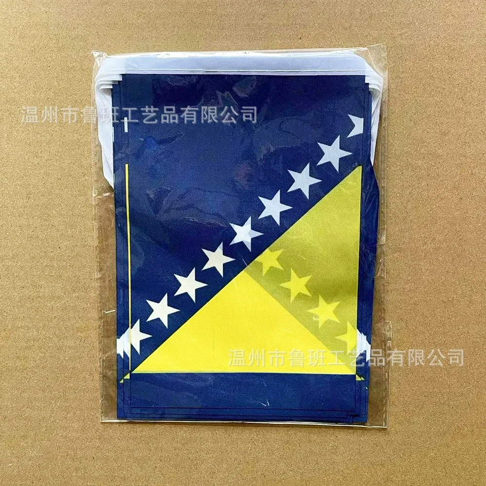 TIKI FLAG 20pcs/lot Bosnia and Herzegovina bunting flags 14x21cm Pennant BIH String Banner Festival Party Holiday for decoration