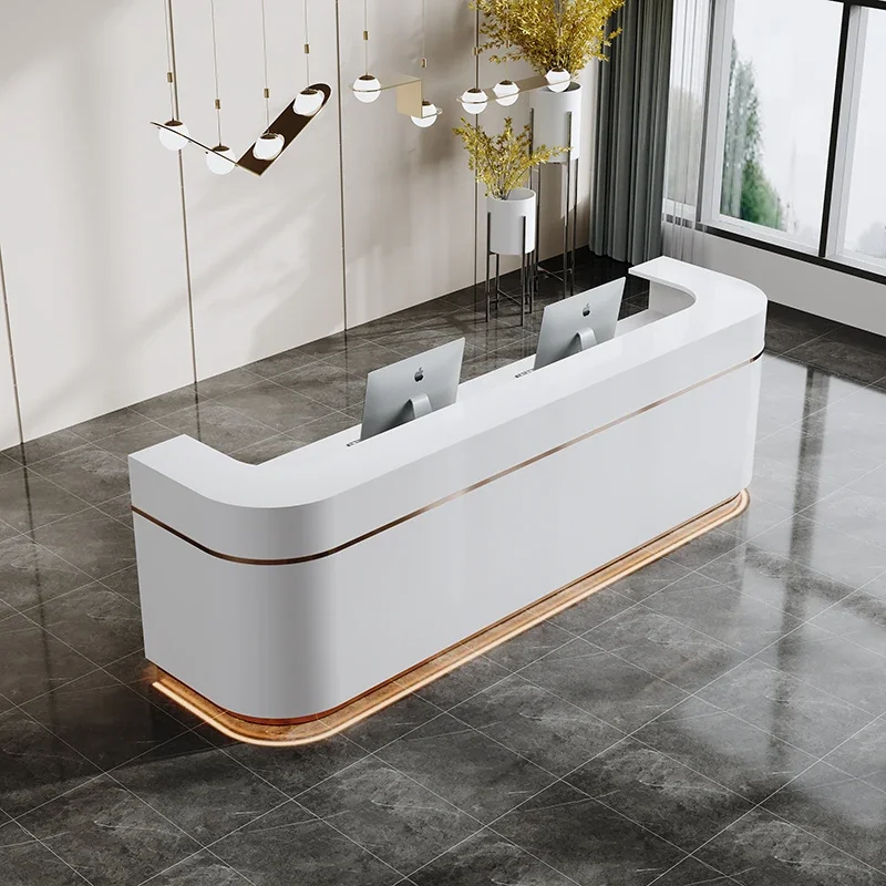 Company Welcome Reception Desk Industrial Service Commericial Promotion Business Desks Modern Display Modern Scrivania Furniture