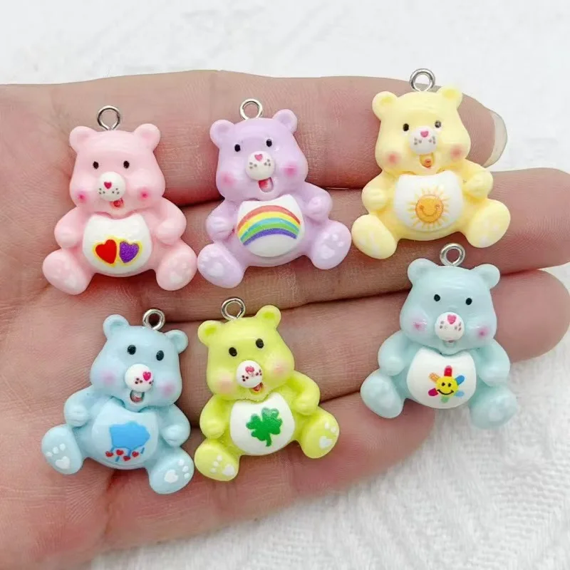 10pcs resin cartoon cute little bear pendant, DIY jewelry making earrings, keychain accessories