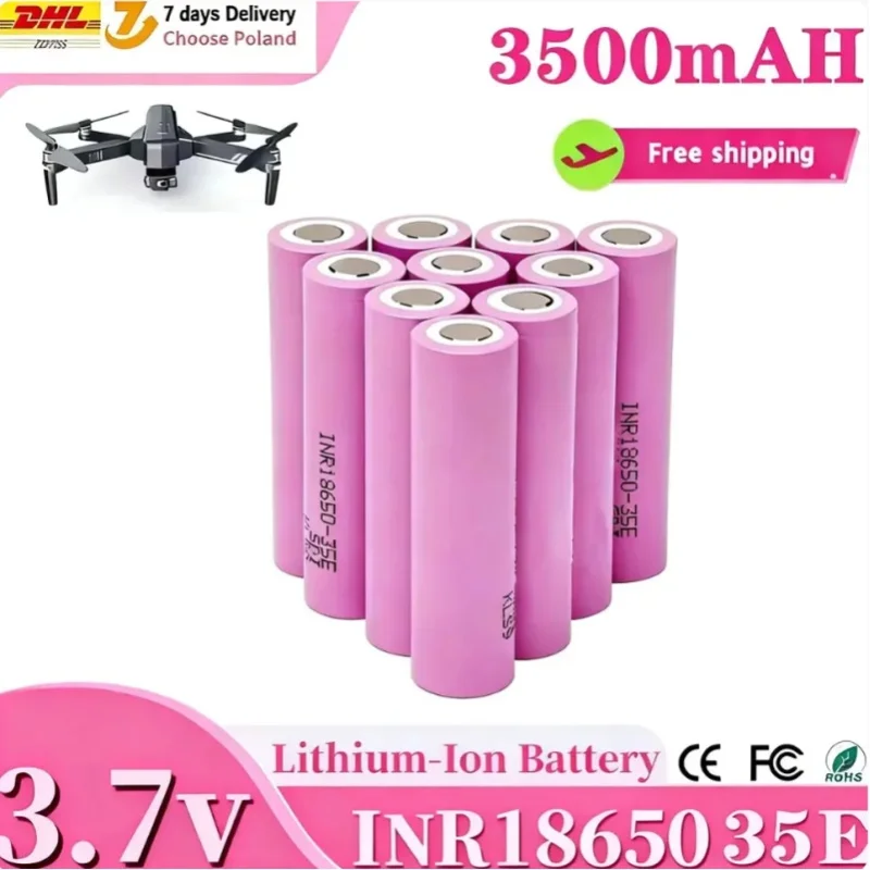 NEUER Wiederaufladbarer Li-Ionen-Akku, 18650 3500mAh 25A Entladung Inr18650-35e 3500mAh 3,7V