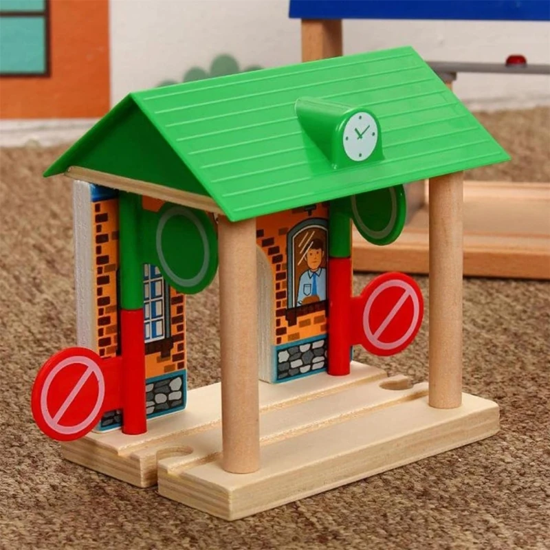 

Creative Wooden Track Barrier Station Accessory for Kids Building Fun and Easy Tool Assembly 15UB