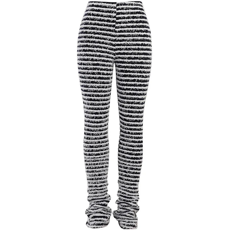 Summer Fashion High-waisted Hip-lifting Casual Pants, Woolen Striped Sexy Slim-fitting Trousers for Women Cw25290