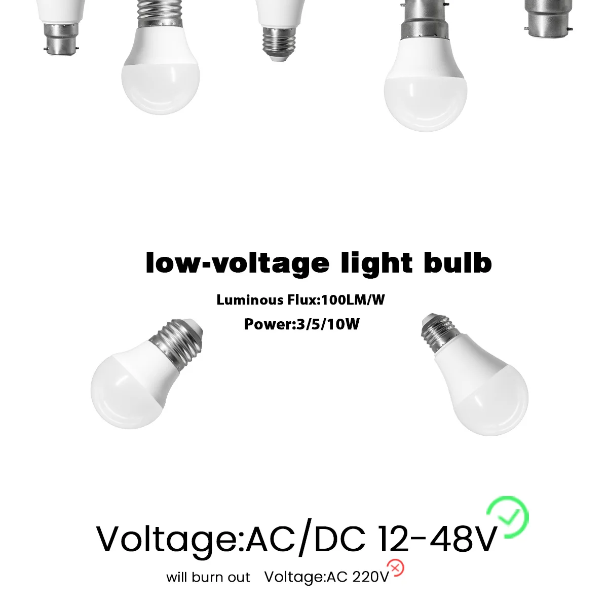 50 قطعة تيار مستمر 12 فولت E27 LED لمبة أضواء Lampada E27 B22 مصباح 3-10 واط 3000 كيلو 6000 كيلو بقعة لمبة Led مصابيح كهربائية للإضاءة الخارجية