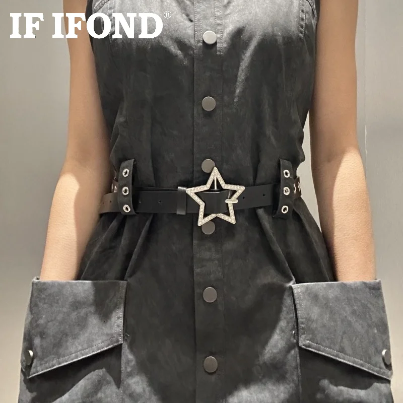 IF IFOND Fashionable Casual Rhinestone Star Openwork Versatile Belt High-End Instagram-Style Wide-Leg Pants Women’s Belt
