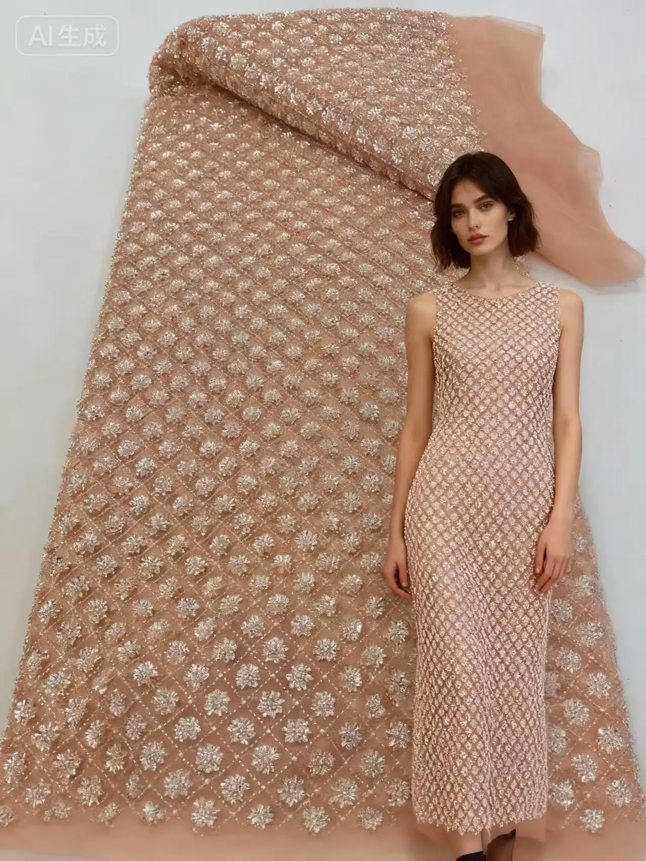 

Luxurious African Groom Sequins Lace Fabric High Quality 2025 Heavy Beads Embroidery French Tulle Net Lace For Wedding Dresses