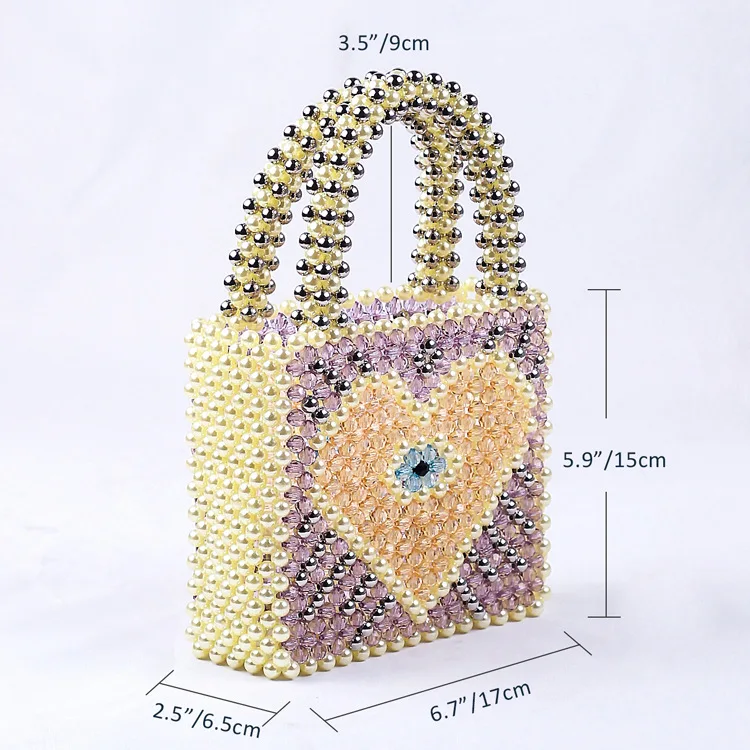 Light Blue Peach Handmade Fashion Heart Pearl Bag Beaded Bags For Women Floral Mini Handbags Women Bags Designer Bag