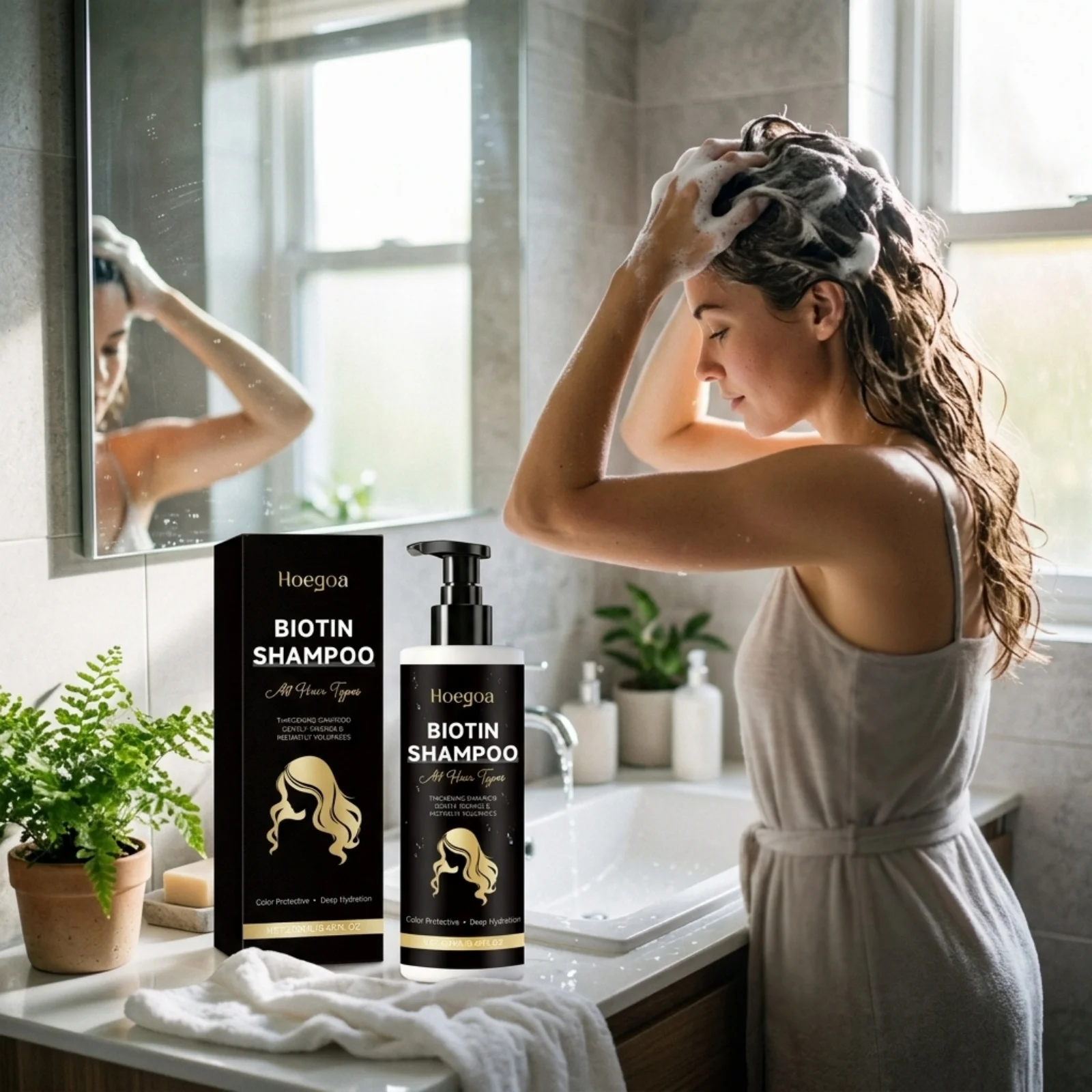 Hoegoa Volumizing Shampoo Deep Moisturizing Hair Gentle Non Irritating Soothing Dryness Scalp Boost Luster Nourishing Shampoo