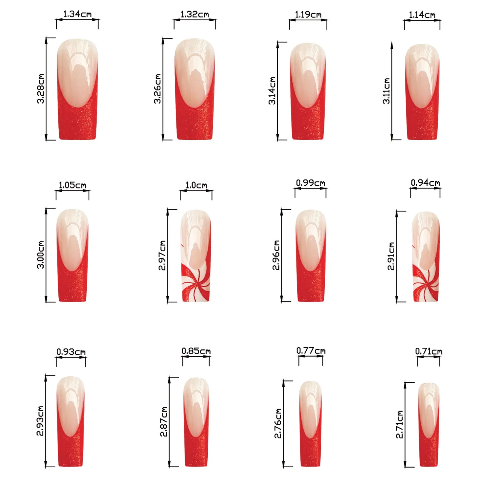 Christmas Press on Nails with Glitter Decor Easy to Apply Simple to Peel off Nails for Hot Girl Dress Matching