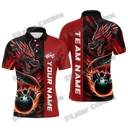 Bowling And Pins Strike Bowling Water Dragon Hug Custom Name 3D Printed Men's Polo Shirt Summer Unisex Casual Polo shirt WK245