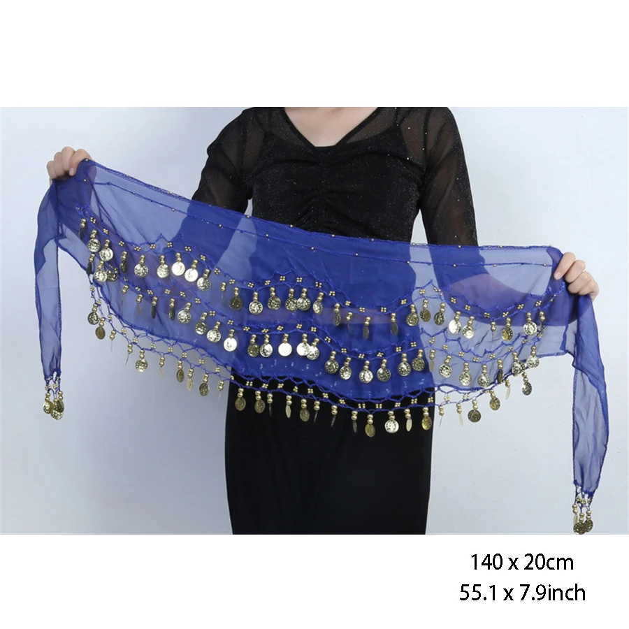 1 قطعة 140*20 سنتيمتر الشيفون الرقص الشرقي وشاح الورك مع عملات الورك حزام الورك وشاح تنورة ل الرقص الشرقي زومبا اليوغا