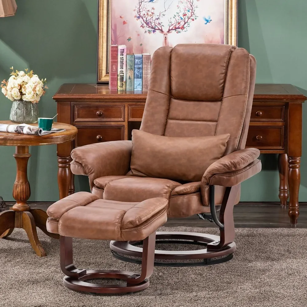 Swivel Recliner Chair with Ottoman,Vibration Massage TV Chair for Living Room Bedroom