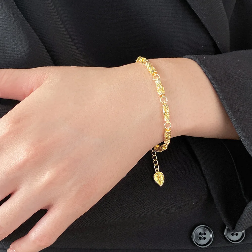 

Real 925 Sterling Silver Bracelets Woman Fried Dough Twist Bamboo Leaf Femme Jewelry Women's Hand Bracelet High Quality