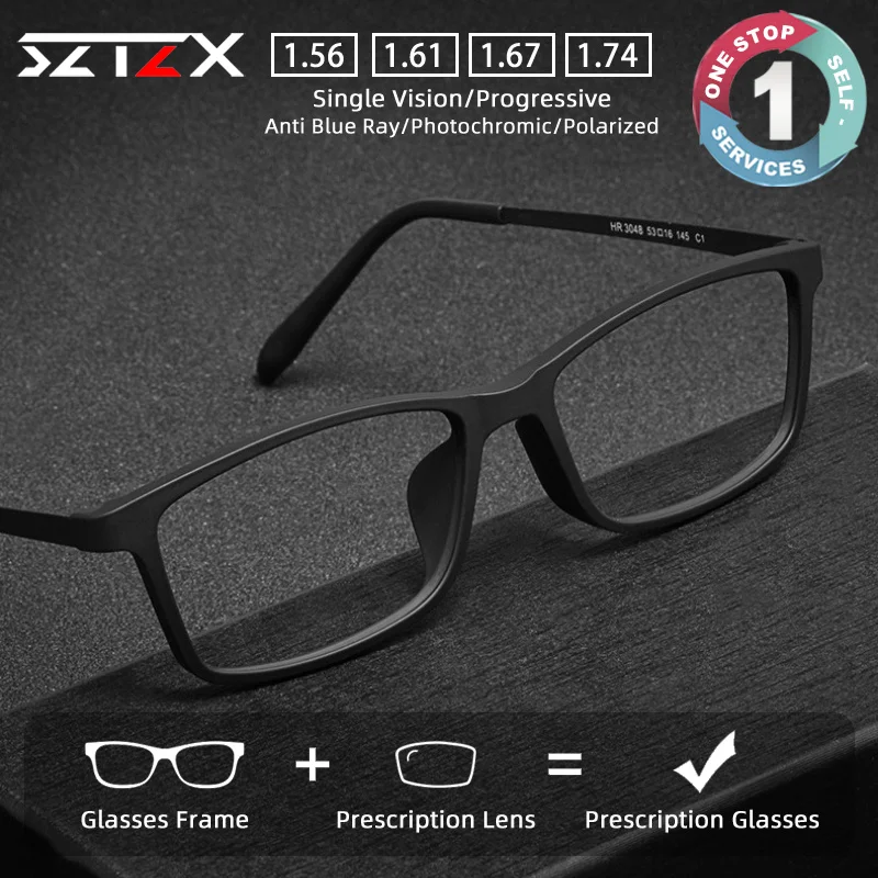 SZTZX Lunettes de vue minimalistes ultralégères anti-lumière bleue TR90 en titane, lunettes de myopie, lunettes de lecture progressives personnalisées
