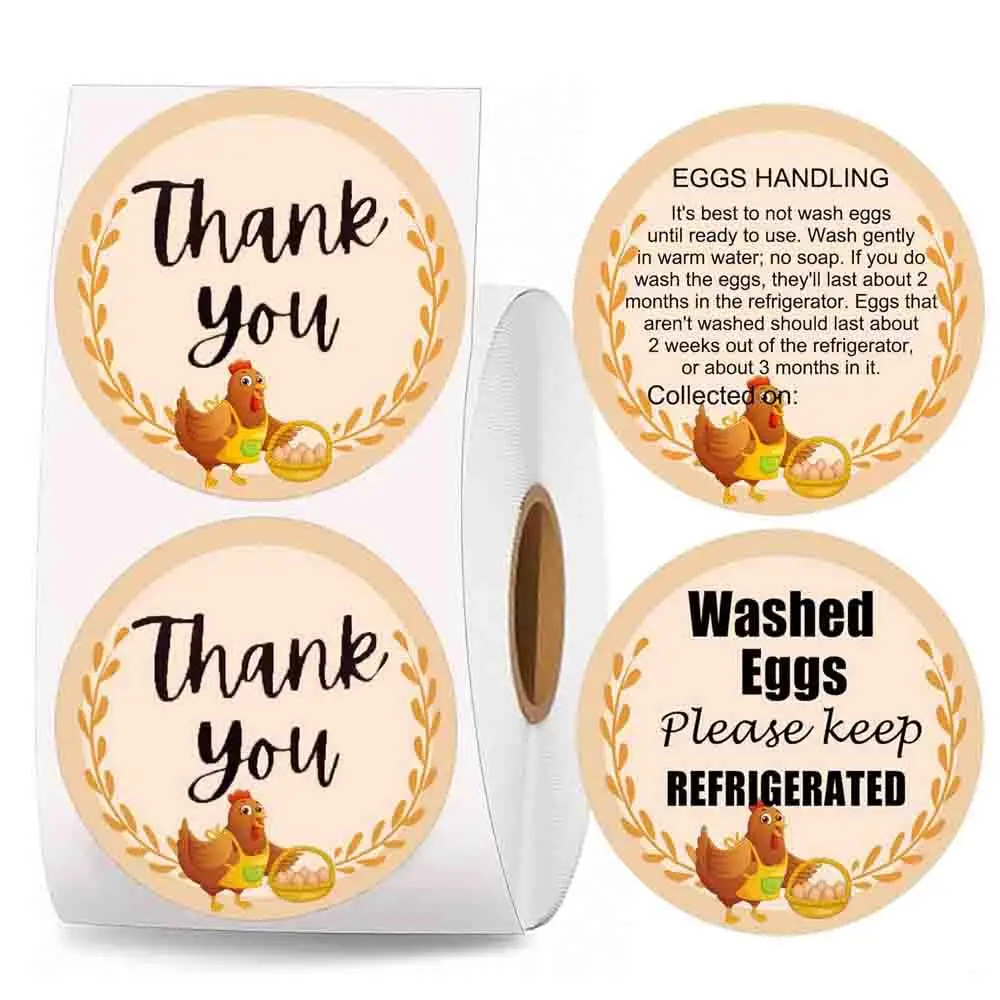 Çiftlik Taze Yumurta Karton Doğrudan Termal Etiketler 2 Inç Renkli Yuvarlak Tavuk Ördek Bıldırcın Yumurtası Ambalaj Termal Çıkartmalar 200 Adet