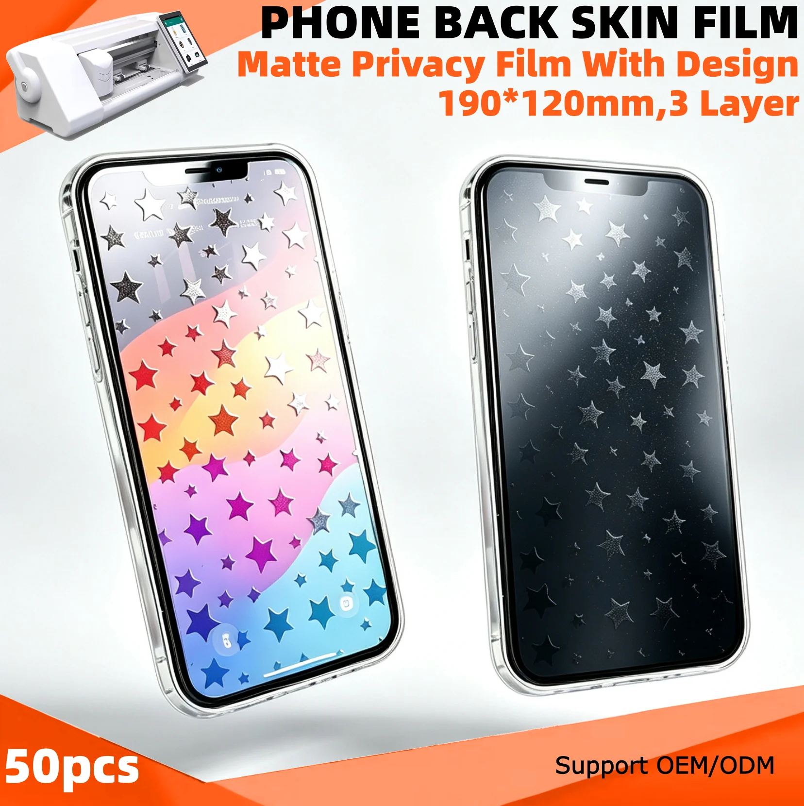 50pcs Customized Matte Privacy Film With Drawings for Phones Hydrogel Movies Curved Screen Protector for Cutting Plotter Machine