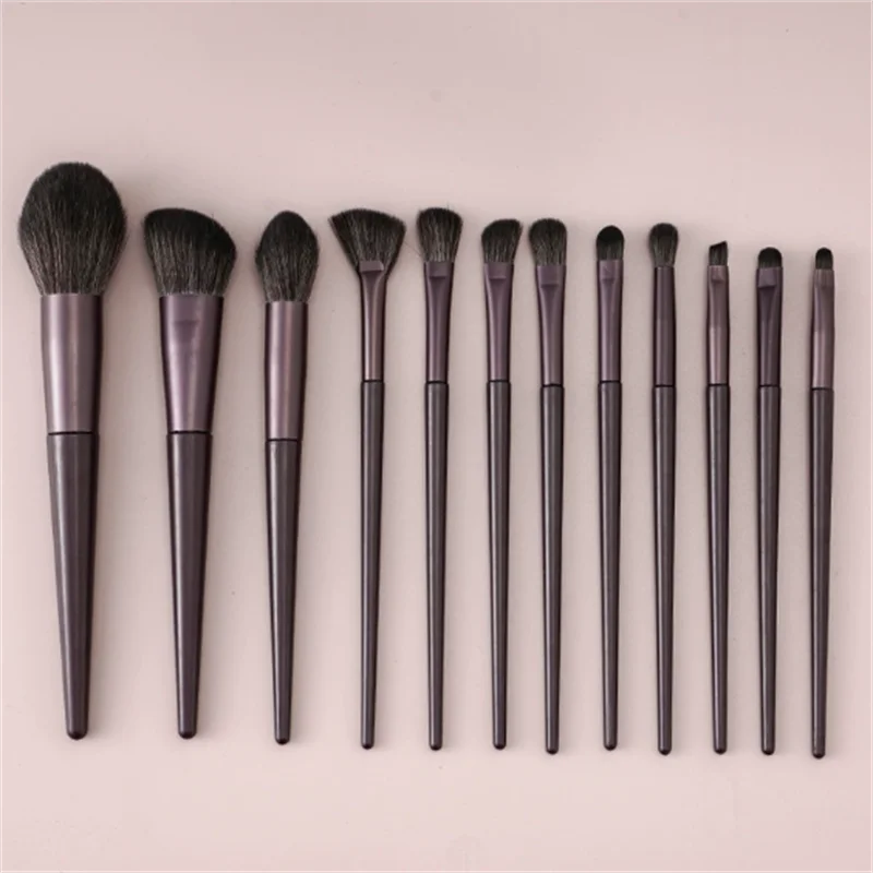 14-piece chocolate-colored makeup brush set including all-purpose powder blush brushcontour brush and eyeshadow brush