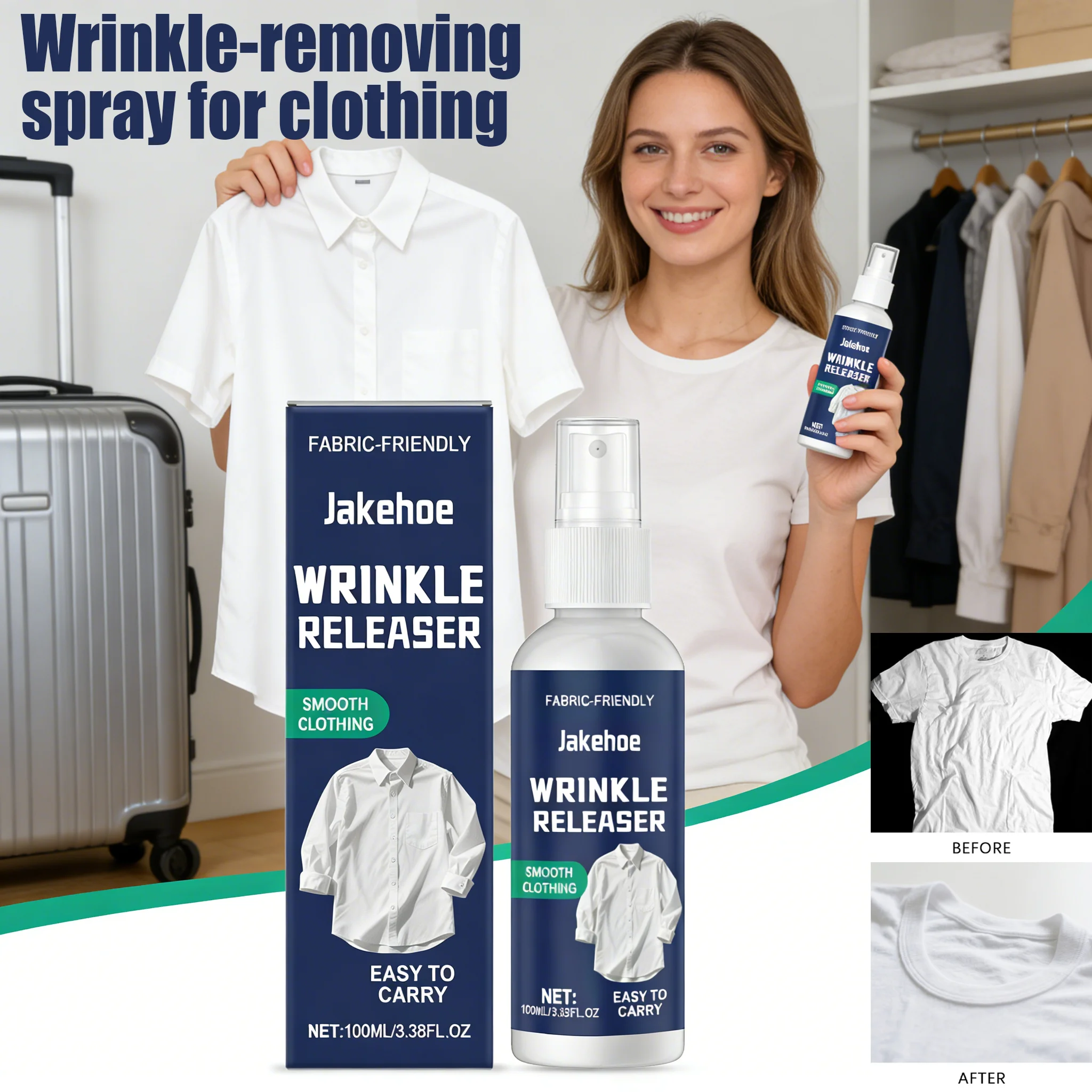 Wrinkle Remover Spray For Clothing Iron-Free Quick&Effective Smoothing For Various Fabrics Anti-Static&Gentle On Clothing Fibers