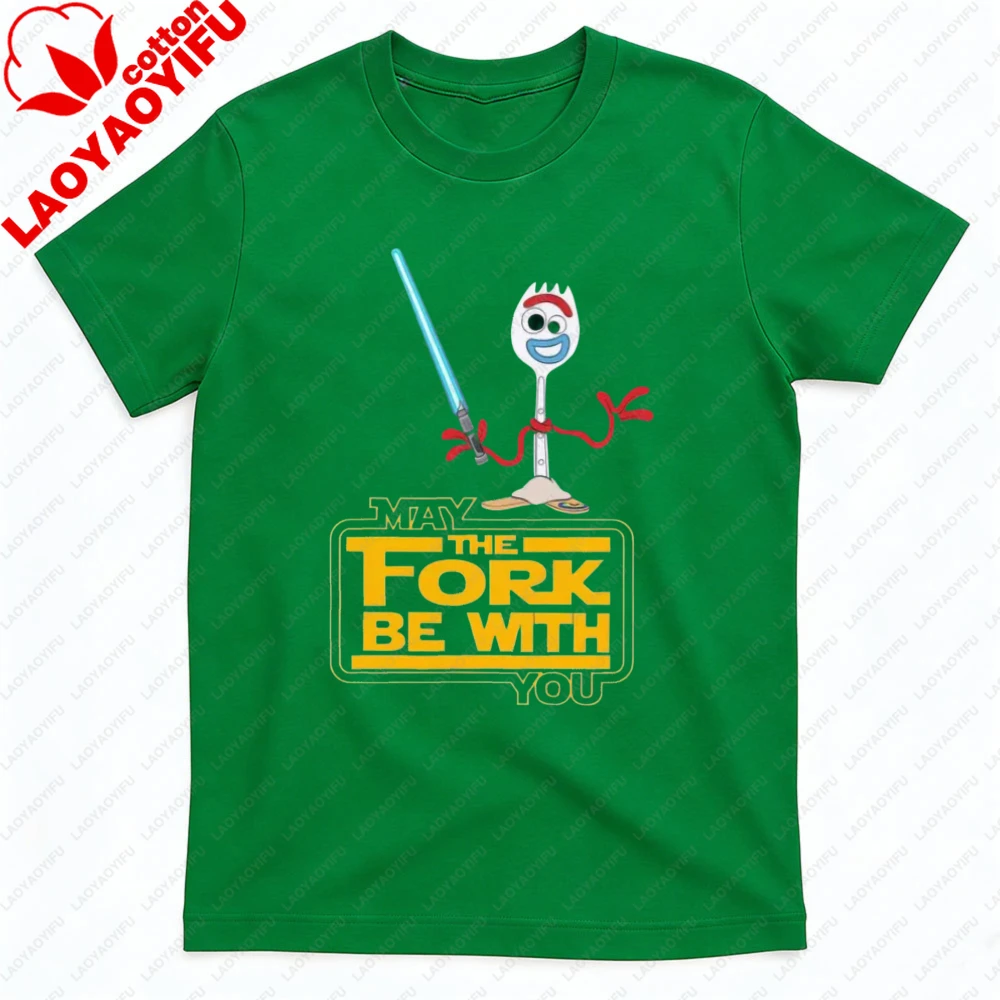 Möge die Gabel bei dir sein Forky Jedi Grafik-T-Shirt Lustiges Meme-Print-Shirt für Männer und Frauen Unisex Mode Rundhals-Baumwoll-T-Shirt – Detail 8