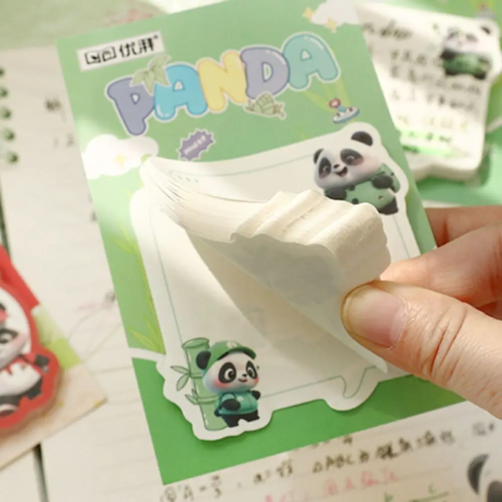 8Pcs Office Supplies 50 Sheets Panda Sticky Notes Thickened Removable Self-Adhesive Memo 4 Model Square Memo Pad Student