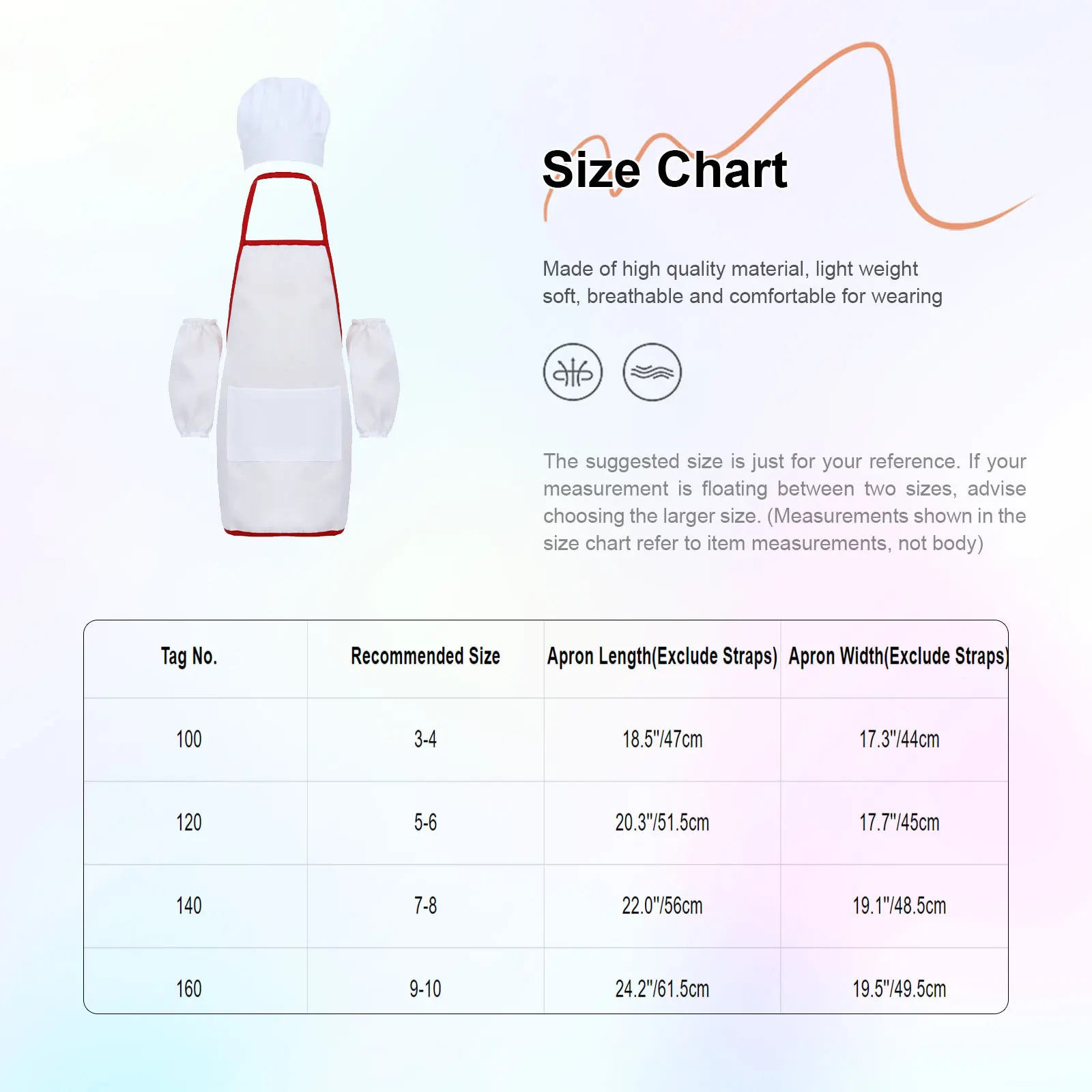 Boys Girls Chef Apron Oversleeves And Hat Set Pocket Kitchen Cooking Bib Apron Chef Hat Overseeleves for Xmas Halloween Dress Up