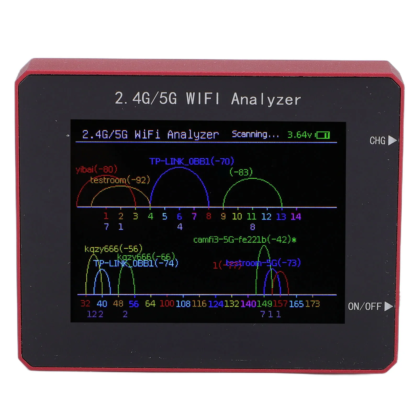 WiFi Analyzer 2.4 Inch TFT Color Screen Aluminum Alloy Casing 2.4G 5G WiFi Signal Usage Analyzer