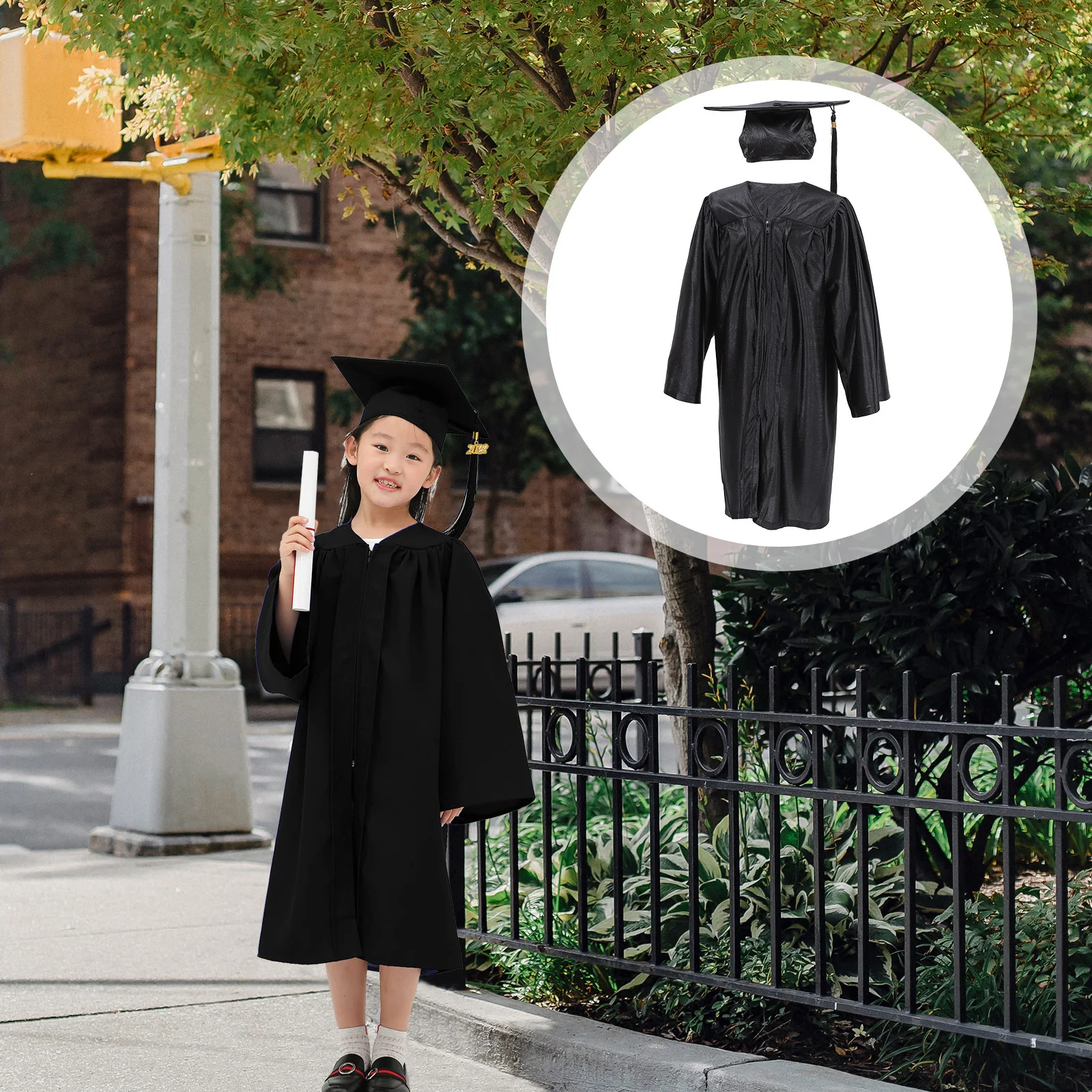 Graduation Gown Set Kids Dress Child Graduation Celebration Elegant Design for Preschool Kindergarten Students