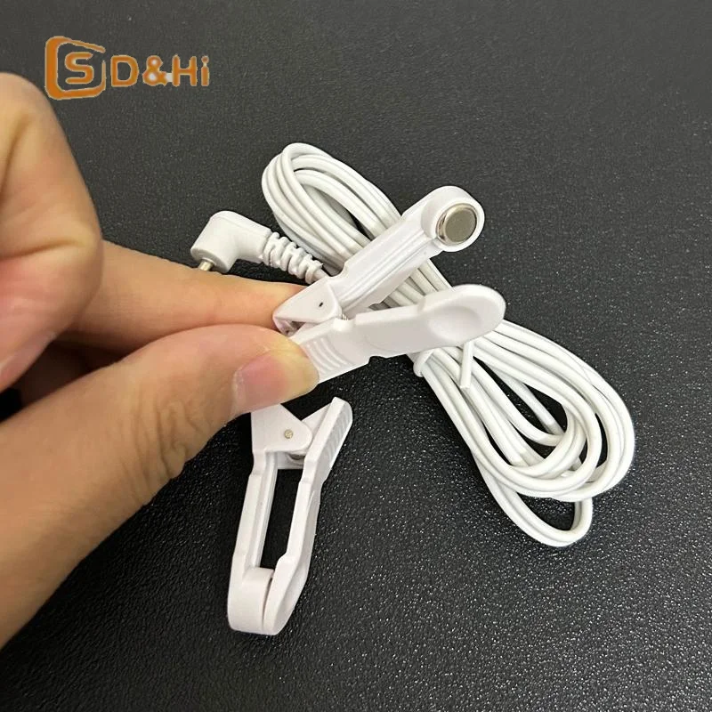 1Pcs Ear Clip Electrode Lead Wire 2.5mm Right Angle Plug Dual Ear Clamp Cable For TENS Pulse Therapy Massager Device