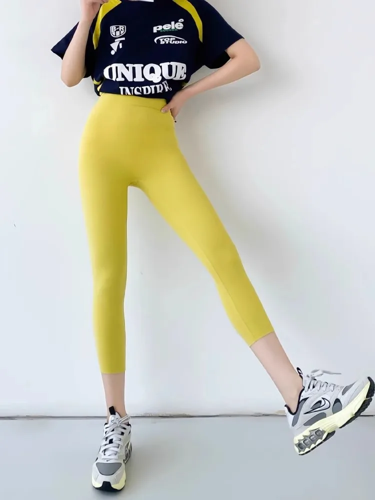 Wysokie w pasie, cienkie spodnie z imitacji skóry damskie, letnie, dopasowane, do jogi, oddychające, modelujące brzuch, codzienne legginsy.