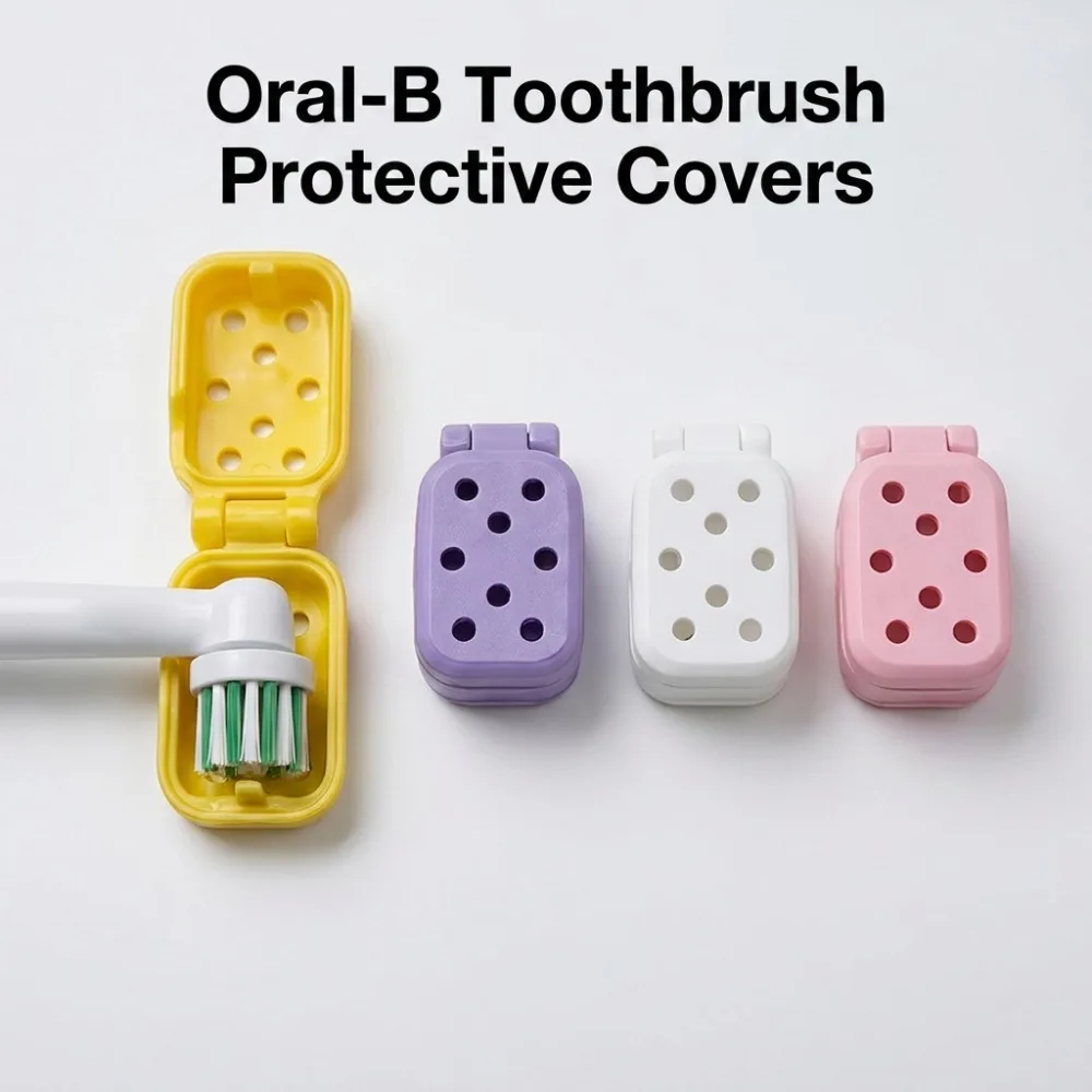 3/5Pcs Oral-B Toothbrush Head Covers, Random Colors, Ventilated Design Keeps Brush Heads Dry, Reduces Odors, Protective Caps