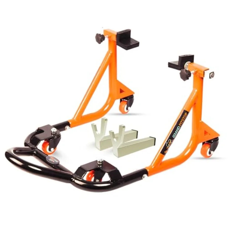 

Универсальная регулируемая задняя подставка для мотоцикла с опорой для маятникового рычага, 360-градусная поворотная подставка, разборная, для мотоциклов весом до 500 фунтов/226 кг.