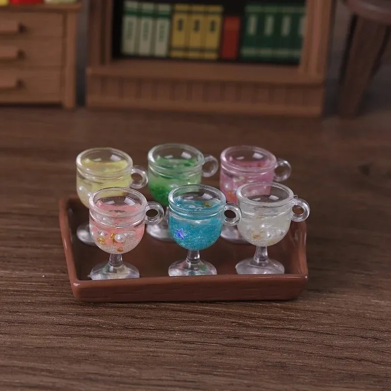 10Pcs Luminous Colored Pearl Wine Glass Resin Charms Noctilucent Goblet Pendant DIY Jewelry Craft Findings