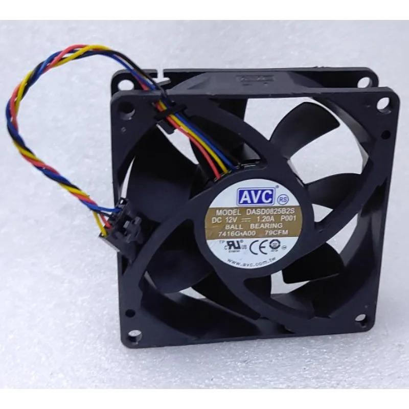 New Fan for AVC DASD0825B2S 12V 1.20A 8025 4 Wire Chassis Server Fan 80 * 80 * 25MM