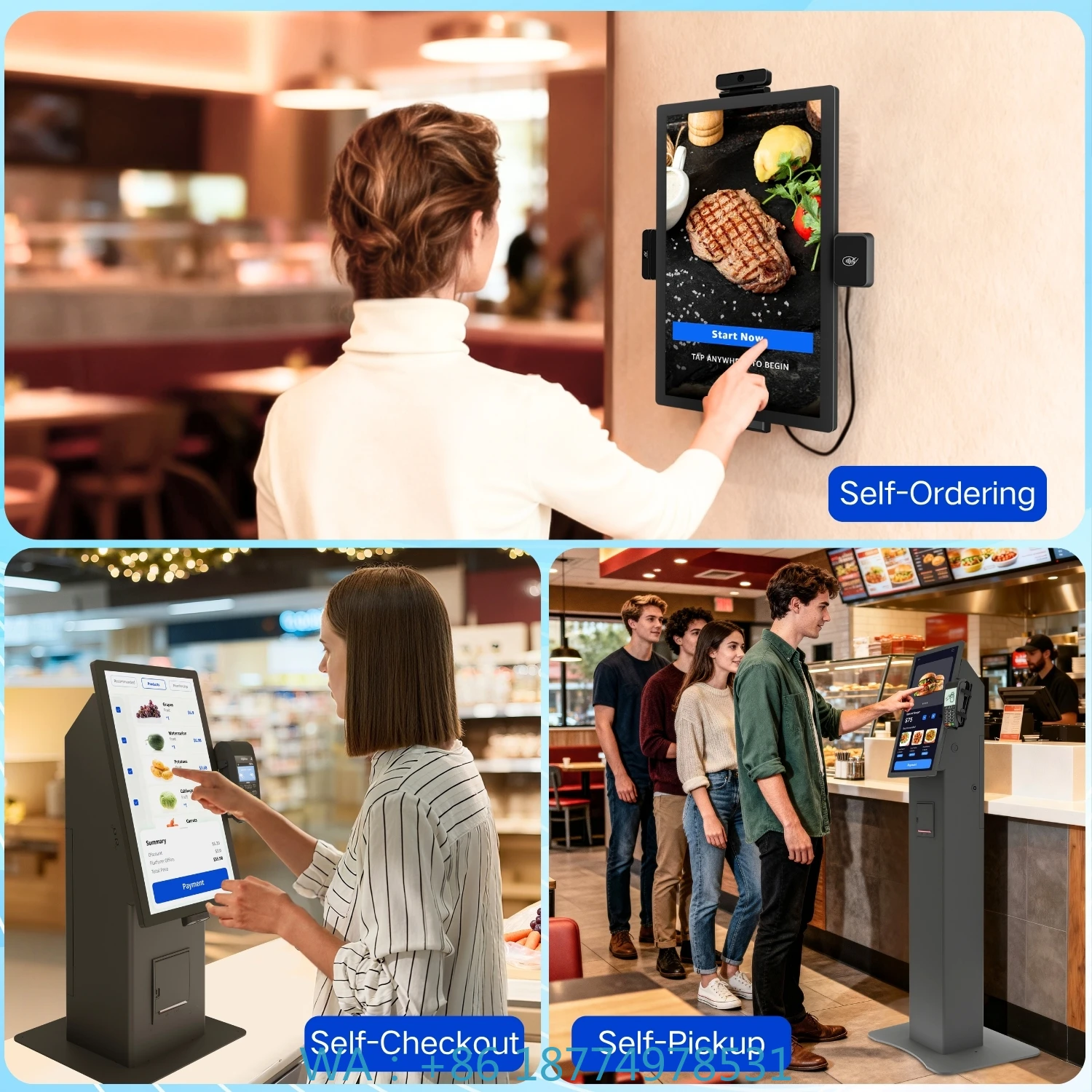 Vending Machine Self-Pickup Kiosk for Restaurant Free-Standing 21.5