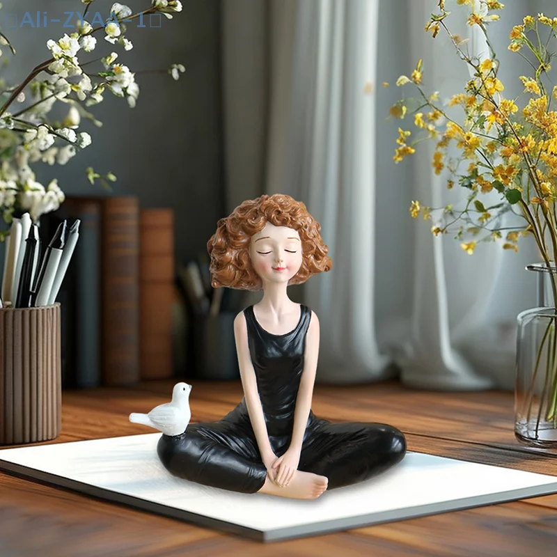 【ZYAA-1】Yoga-Mädchen-Figuren, Yoga-Statue, Kunstskulptur, Figur, Kunstharz, Heimdekoration, Schreibtisch-Ornament, Statuette für Bücherregal