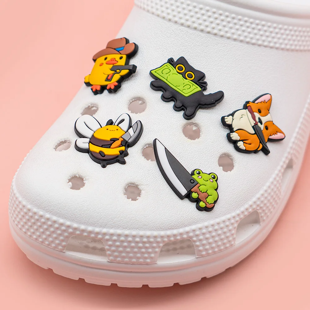 1/10 Stück Cartoon Tiere Schuh Charms Enten Pinguine Katzen Schuh Dekorationen Zubehör Frösche Hunde Pins für Frauen Kinder Clog Schnallen – Detail 5