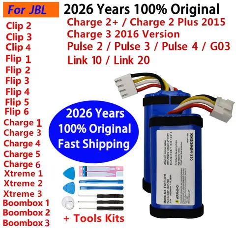 Original Battery For JBL Xtreme Boombox Clip Charge Flip Pulse 1 2 3 4 5 6 G03 Link 10 20 Speaker Batteries Batteria Fast Ship