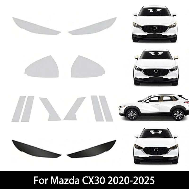 Headlight TPU Protective Film for Mazda CX30 2020-2025 Car Rearview Film B C Pillars Anti-scratch Transparent Protection Film