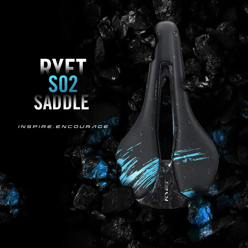 RYET RTS02 Full Carbon Bike Saddle 116g Ultralight 7x9mm Rails 245x140mm High Density Foam Cut-Out Road MTB Gravel Seat Parts