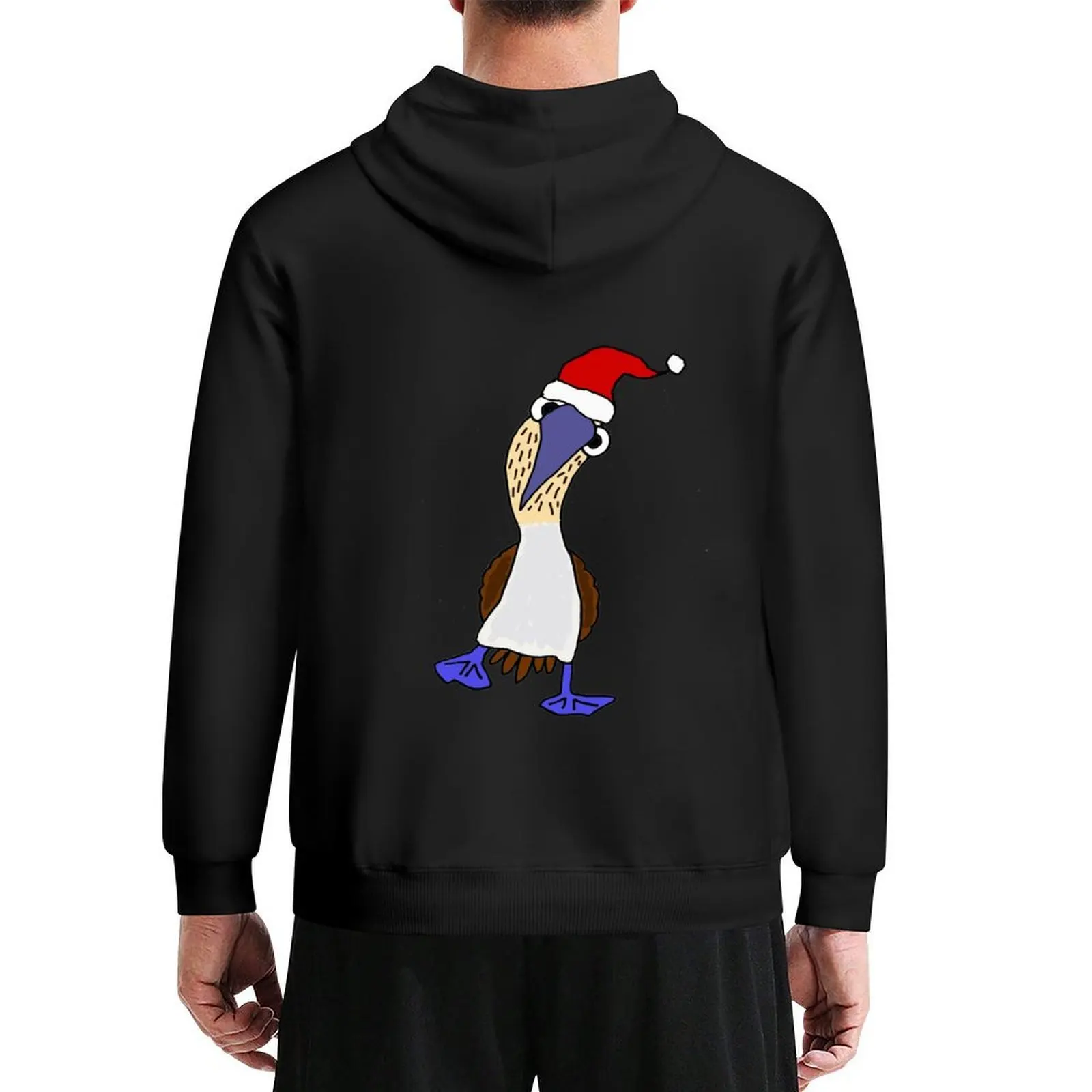 

Funny Blue-footed Booby Bird in Santa hat Christmas Cartoon Hoodie mens clothes anime clothes hoodie men