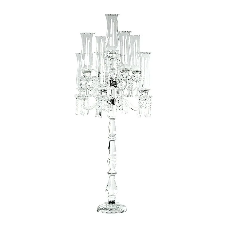 

9 European crystal candlesticks, wedding multi-head windproof candlesticks, 5 glass candlesticks for home decoration