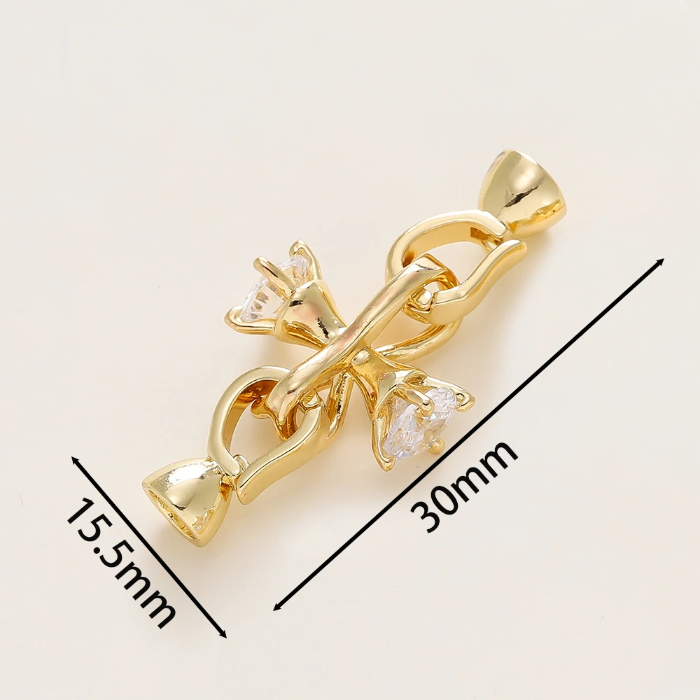 1Pcs/Lot 14/18K Gold Color Plated Decorative Connector Fastener Clasps With Zircon for DIY Jewelry Necklace Making Accessories