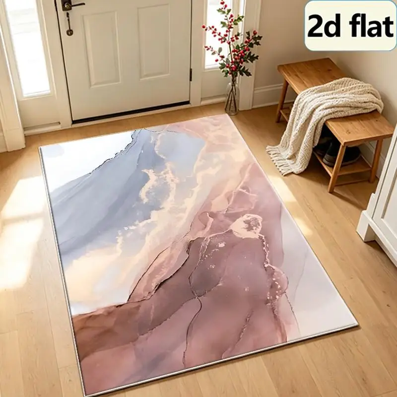 1 Piece of Abstract Pink and Light Blue Ink Wash Marble Pattern Carpet, Soft and Comfortable, Suitable for All Seasons, Lightweight and Easy to Care For, Perfect for Living Room Decor, Bedroom Decor, Entryway Decor, and Autumn and Winter Home Decor.