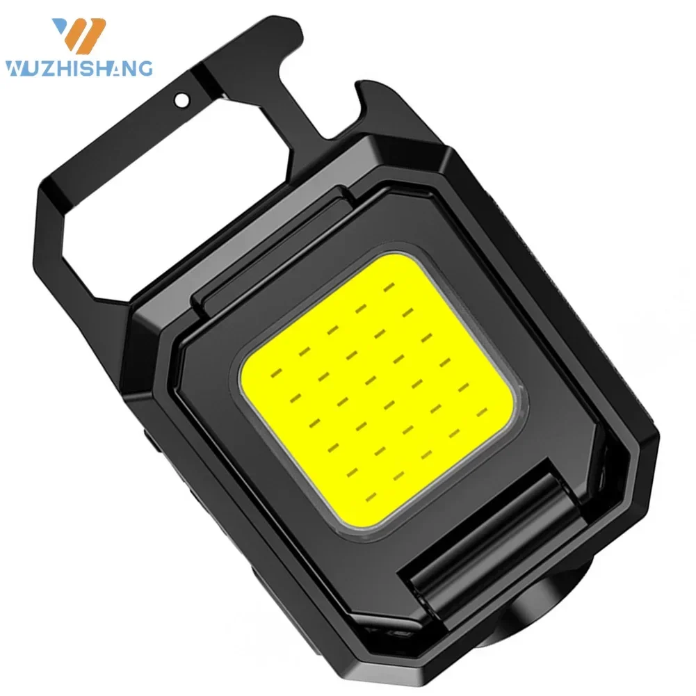 XPE Keychain Light 1000LM COB LED Pocket Work Light 800mAh Type-C USB Rechargeable IPX4 Waterproof for Outdoor Camping Hiking